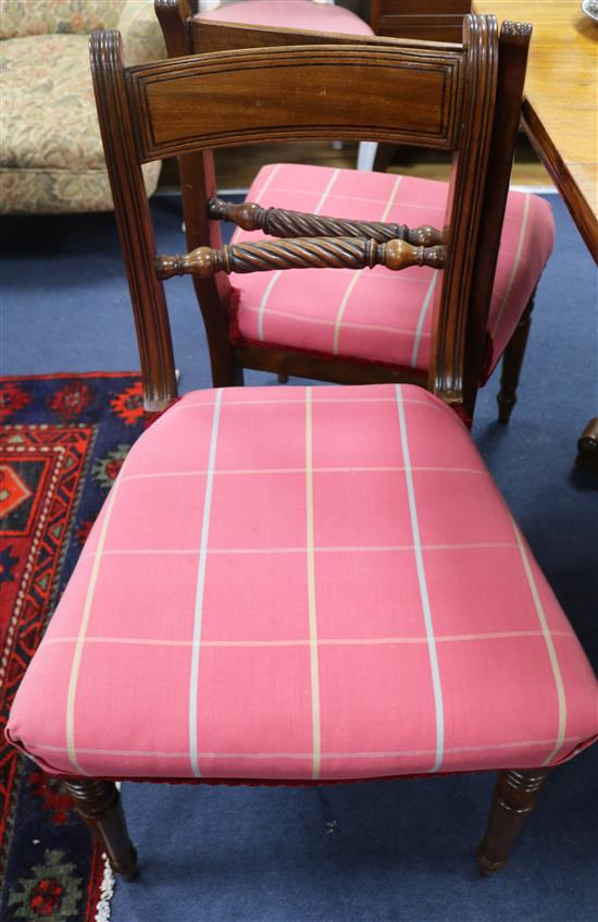 A harlequin set of six Regency mahogany dining chairs